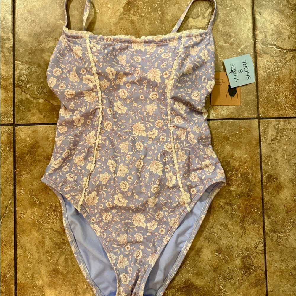 NWT Shade & Shore Corset Style Floral Swimsuit